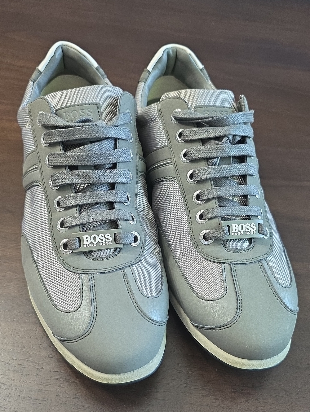 Boss Men's Gray Low-Top Lace-Up Sneakers